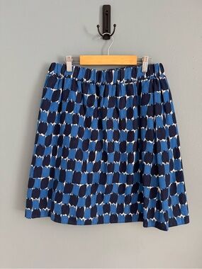 Boden Navy and Blue Geometric A-Line Skirt
